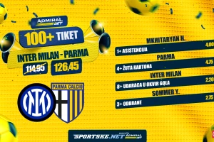 AdmiralBet 100+ tiket - Inter želi nova tri boda, ali Parmina ofanziva donosi kvotu 126,45!